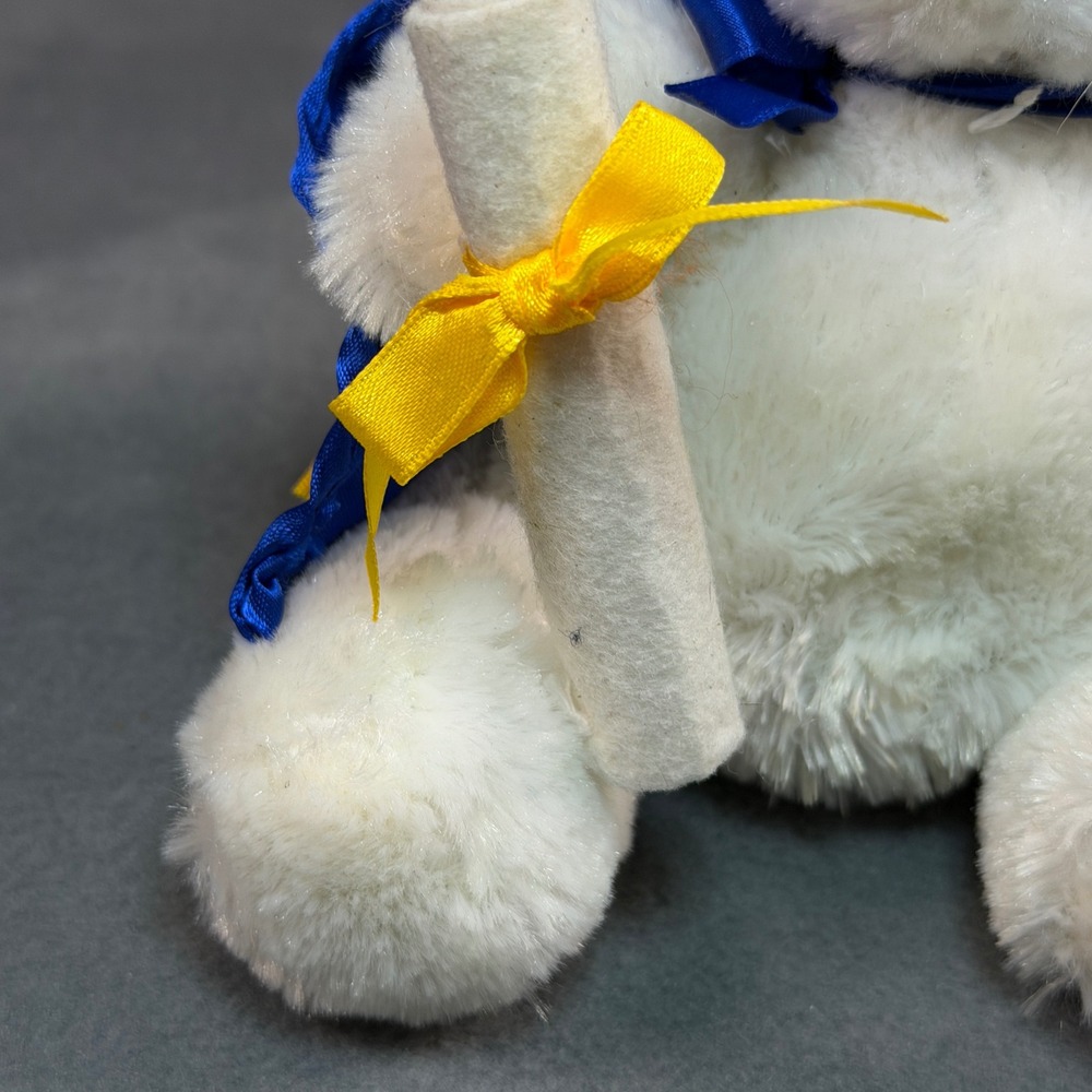 Calplush March of Dimes WalkAmerica Graduation Bear White Plush G5800 Blue Cap - Picture 4 of 7
